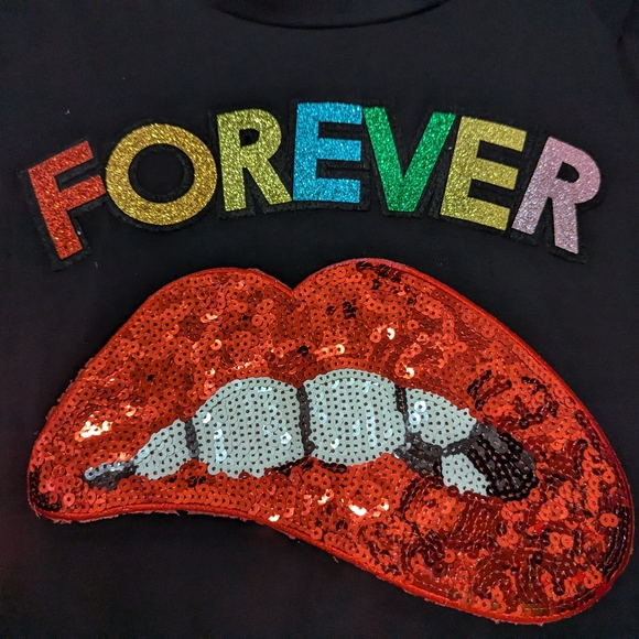 In2you Black Sequin Forever Shirt Size Small - Picture 4 of 8